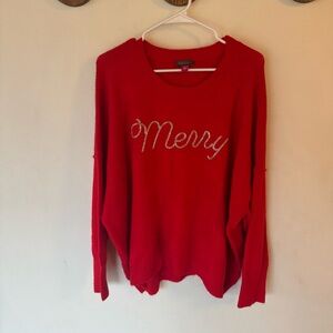Vince Camuto Red beaded MERRY Crew Neck Sweater size XXL